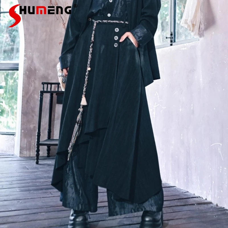 Cartoon Snake Pattern High-End Wide-Leg Skirt Pants For Women's Patchwork Slimming Irregular New Chinese Style Handsome Trousers
Cartoon Snake Pattern High-End Wide-Leg Skirt Pants For Women's Patchwork Slimming Irregular New Chinese Style Handsome Trousers