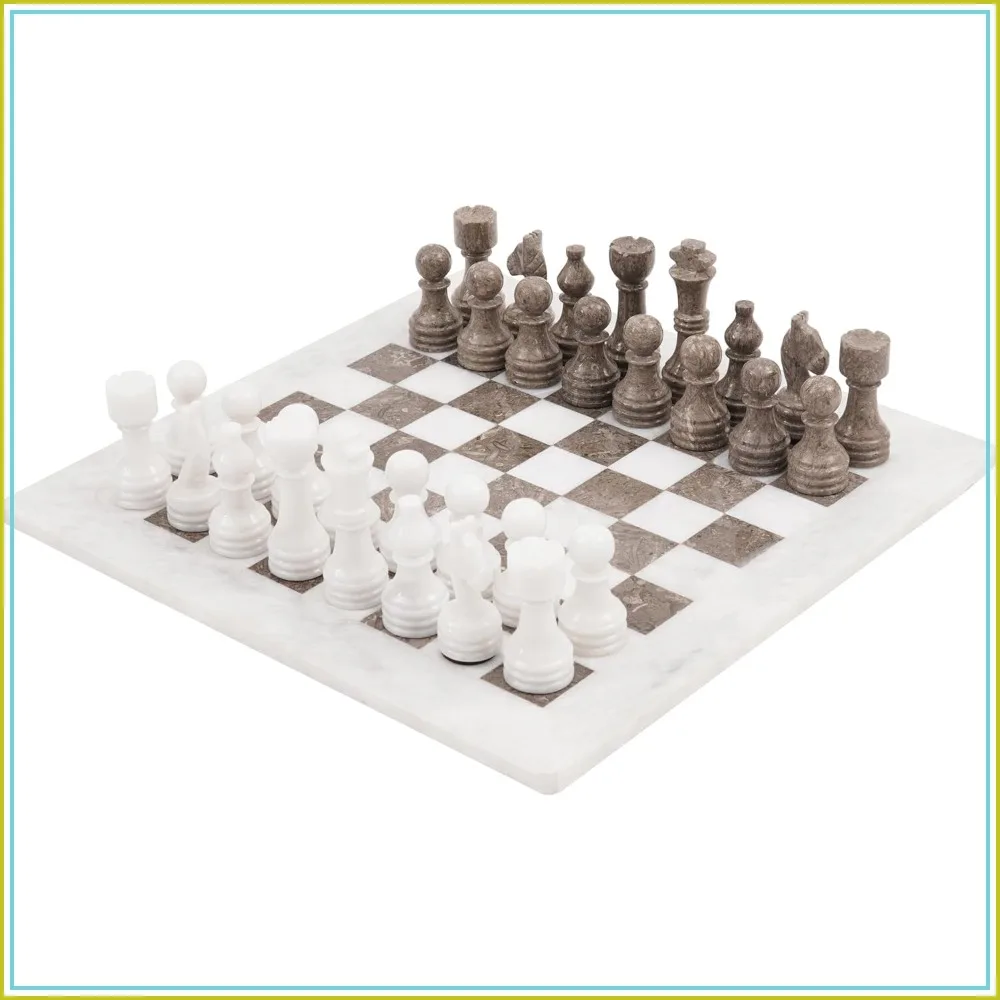 Marble Chess Set 15" Inches Handmade White Grey Oceanic Classic Board Game for Adults Luxury Chess Board & Pieces
Marble Chess Set 15" Inches Handmade White Grey Oceanic Classic Board Game for Adults Luxury Chess Board & Pieces