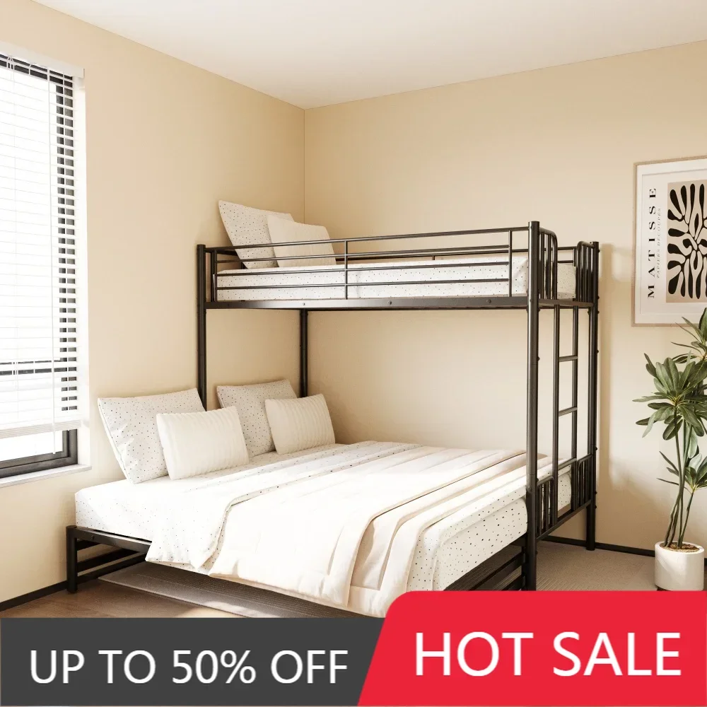 Twin Size Pull-Out Bunk Bed with High Guardrail, Heavy Duty Metal Bed Frame with Built-in Ladder,No Box Spring Needed, Black
Twin Size Pull-Out Bunk Bed with High Guardrail, Heavy Duty Metal Bed Frame with Built-in Ladder,No Box Spring Needed, Black