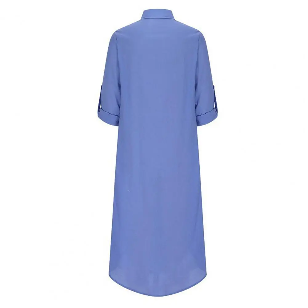Single-breasted Women Dress Stylish Midi Dress for Women Single-breasted Loose Fit with Half Sleeves Turn-down Collar for Wear
Single-breasted Women Dress Stylish Midi Dress for Women Single-breasted Loose Fit with Half Sleeves Turn-down Collar for Wear