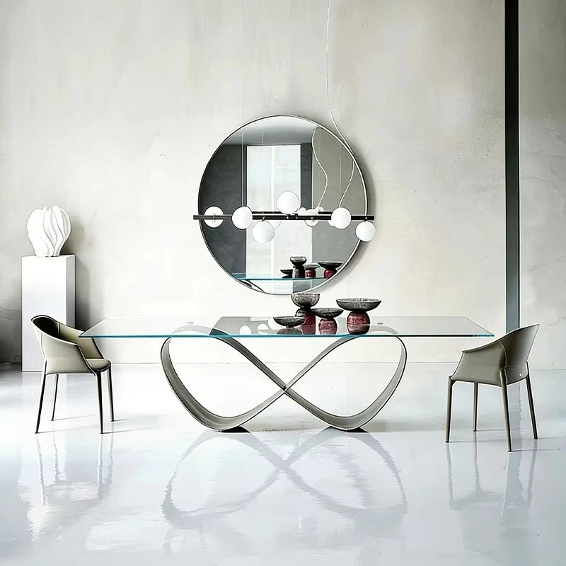 &c Modern Dining Table Metal Base with Infinity Loop Sculpture Design Smooth Curved Lines Mesa De Comedor
&c Modern Dining Table Metal Base with Infinity Loop Sculpture Design Smooth Curved Lines Mesa De Comedor