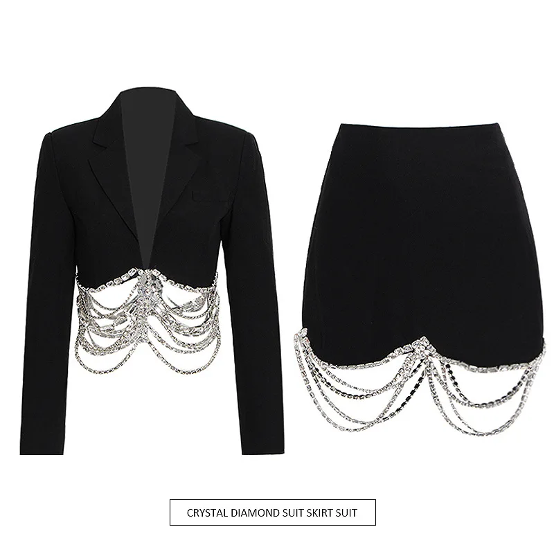 Star woman suit rhinestone chain personalized splicing suit short hip skirt women's summer traf blazer two piece set ropa mujer
Star woman suit rhinestone chain personalized splicing suit short hip skirt women's summer traf blazer two piece set ropa mujer