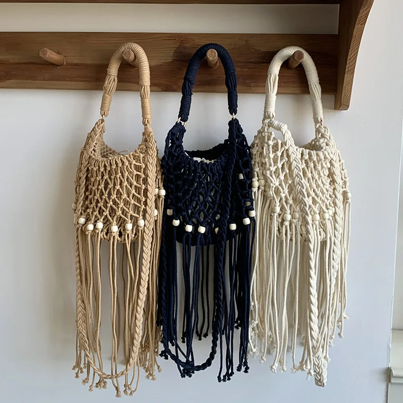 Handmade Cotton Rope Weaving Handbag Hollowed-out Design 2026 New Style Long Fringes Fashionable Shoulder Bag for Beach Vacation
Handmade Cotton Rope Weaving Handbag Hollowed-out Design 2026 New Style Long Fringes Fashionable Shoulder Bag for Beach Vacation