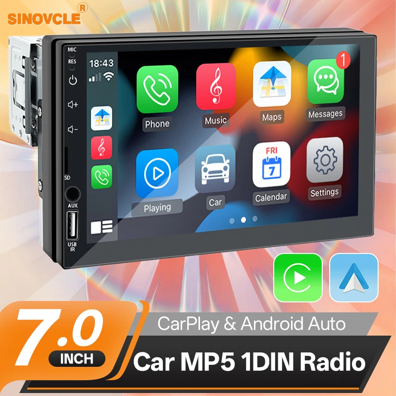 SINOVCLE Carplay Android Auto 1 Din автомобильный радиоприемник мультимедийный MP5-плеер Bluetooth Mirror Link 7-дюймовый HD сенсорный экран FM AUX TF-карта
SINOVCLE Carplay Android Auto 1 Din автомобильный радиоприемник мультимедийный MP5-плеер Bluetooth Mirror Link 7-дюймовый HD сенсорный экран FM AUX TF-карта
