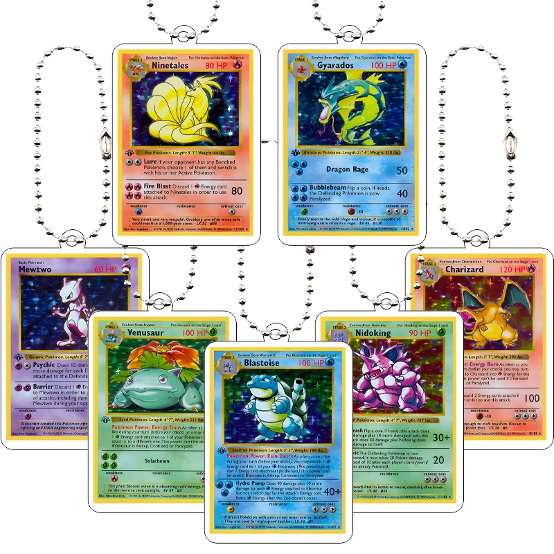 Коллекция акриловых брелоков-подвесок PKM в форме маленьких карт с персонажами аниме и игр: Бластойз, Чаризард, Мью
Коллекция акриловых брелоков-подвесок PKM в форме маленьких карт с персонажами аниме и игр: Бластойз, Чаризард, Мью