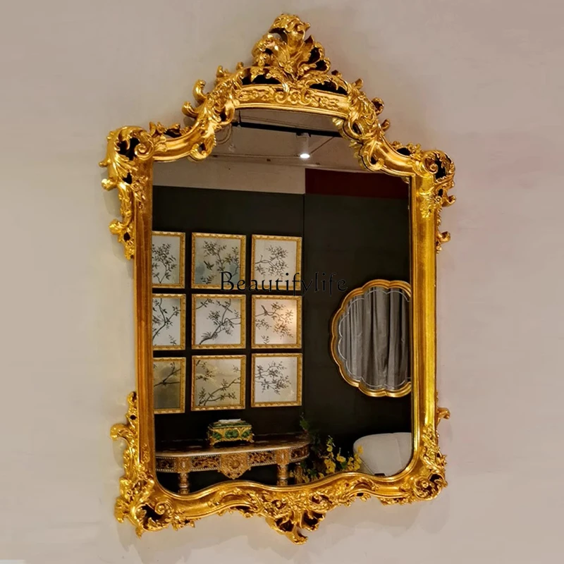 French retro bathroom mirror solid wood carving flower gold porch fireplace decorative mirror wall hanging
French retro bathroom mirror solid wood carving flower gold porch fireplace decorative mirror wall hanging