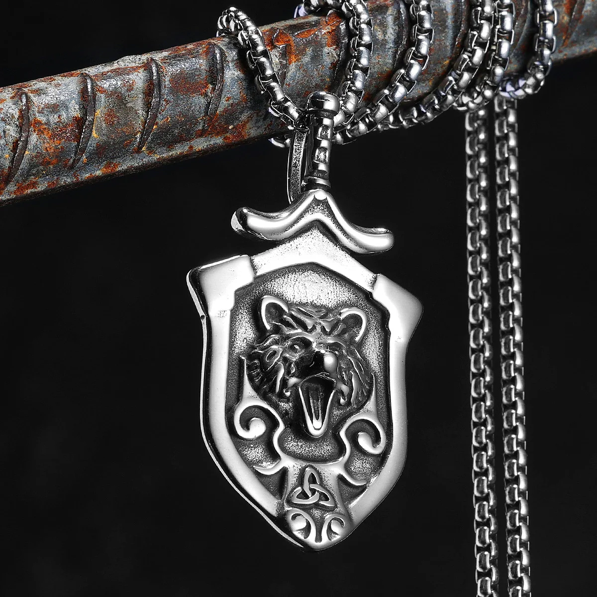 Viking Sword Bear Shield Odin Men Necklaces Stainless Steel Pendant Chain Norse Celtic Knot Jewelry Punk Daily Wear Male Gift
Viking Sword Bear Shield Odin Men Necklaces Stainless Steel Pendant Chain Norse Celtic Knot Jewelry Punk Daily Wear Male Gift