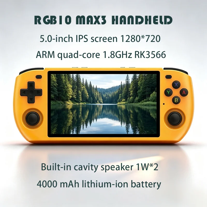 RGB10 MAX3 Retro Video Handheld Game Console 5.0-inch IPS Screen 1280*720 RK3566 Open Source Linux 4000 mAh Battery Gifts
RGB10 MAX3 Retro Video Handheld Game Console 5.0-inch IPS Screen 1280*720 RK3566 Open Source Linux 4000 mAh Battery Gifts