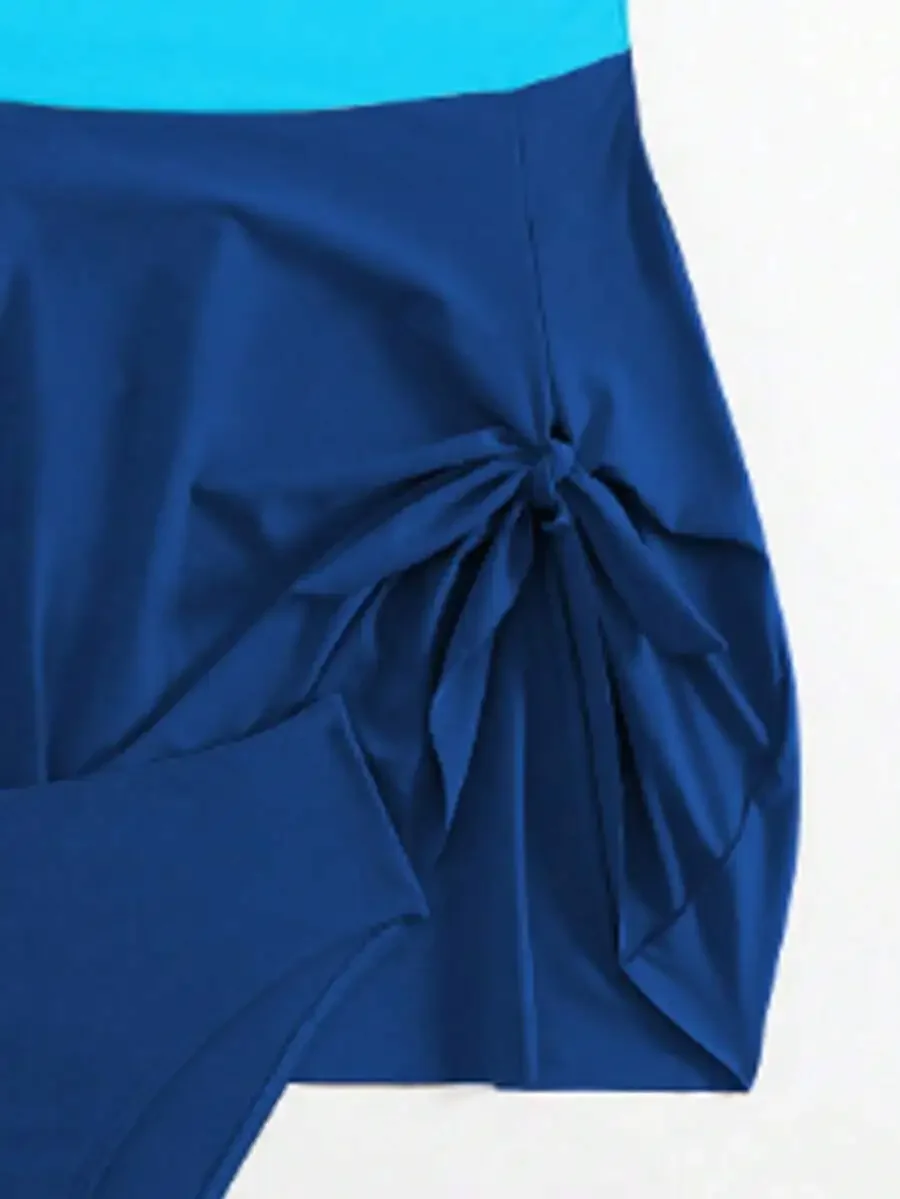 Women Two Piece Solid Contrast Color One Shoulder Swimsuit With Side Knot Detail For Beach Summer Vacation
Women Two Piece Solid Contrast Color One Shoulder Swimsuit With Side Knot Detail For Beach Summer Vacation
