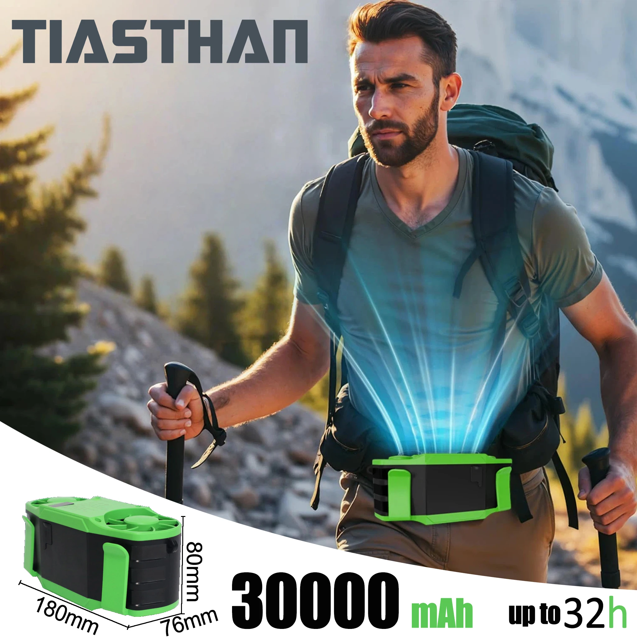 Portable Waist Fan 30000mAh 7 Adjustable Wind Speeds Double Clip for Outdoor Work, Fishing, Hiking Camping Cooling Electric Fan
Portable Waist Fan 30000mAh 7 Adjustable Wind Speeds Double Clip for Outdoor Work, Fishing, Hiking Camping Cooling Electric Fan