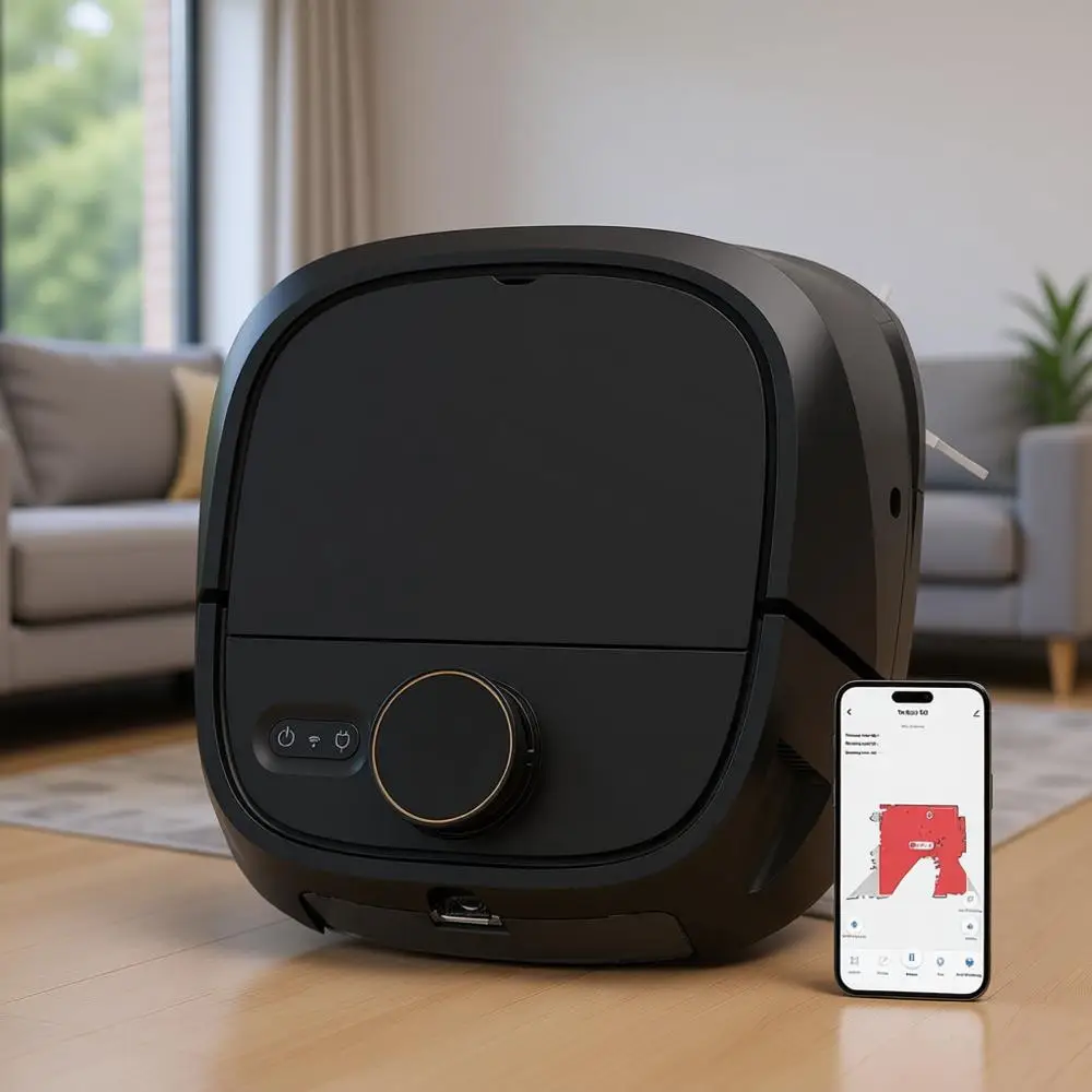 Robot Vacuum and Mop - Pet Hair, Carpet, Hardwood, Auto Smart Mopping, Self Cleaning, Avoids Obstacles, Voice Control, Black
Robot Vacuum and Mop - Pet Hair, Carpet, Hardwood, Auto Smart Mopping, Self Cleaning, Avoids Obstacles, Voice Control, Black