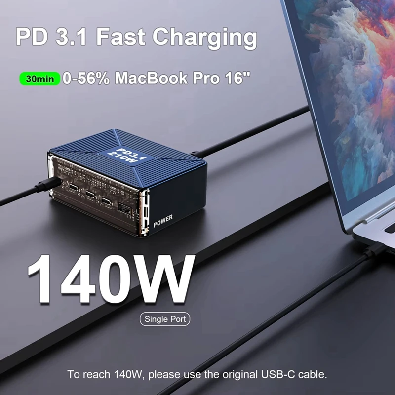 GaN Быстрый пополнитель 210 Вт PD 3.1 GAN Настольное зарядное устройство USB Type C Станция быстрой зарядки для Pro//SamsungS23 Phone Tablet EU PLUG
GaN Быстрый пополнитель 210 Вт PD 3.1 GAN Настольное зарядное устройство USB Type C Станция быстрой зарядки для Pro//SamsungS23 Phone Tablet EU PLUG