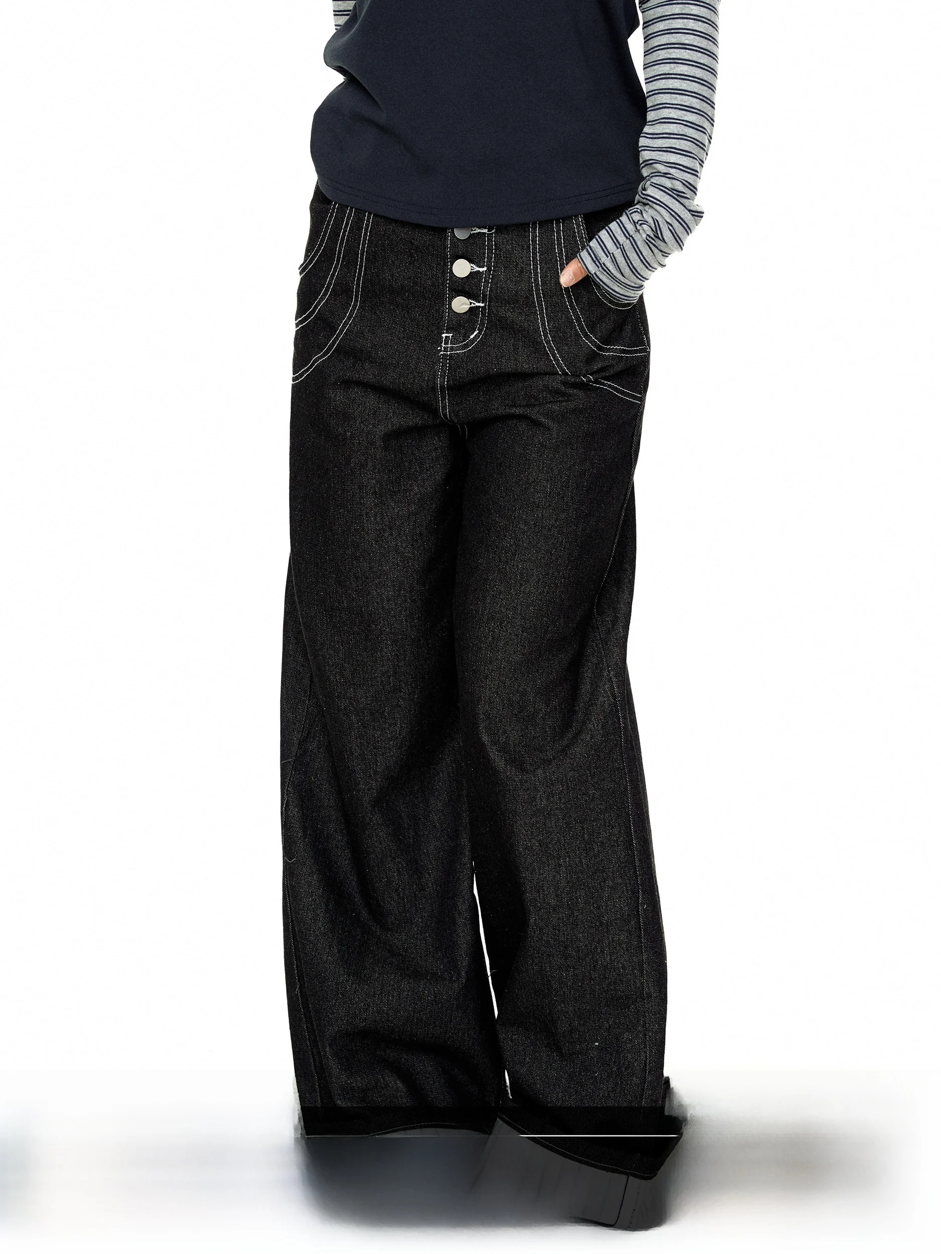 Blackbb American Retro Single Button Design Jeans Women Loose Slimming Straight Leg Floor-Length Pants Casual High Waist Wide...
Blackbb American Retro Single Button Design Jeans Women Loose Slimming Straight Leg Floor-Length Pants Casual High Waist Wide...
