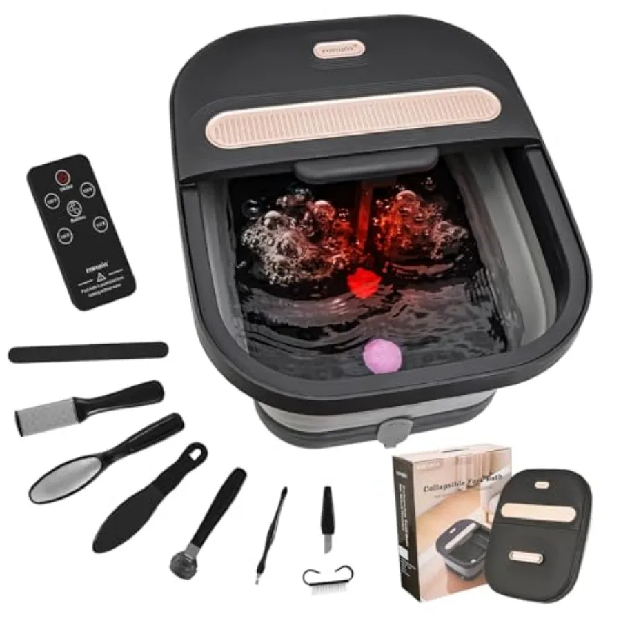 Collapsible Foot Spa Bath with Massager and Heat and Bubble Jets, Temperature Control, Remote Control, Pumice Stone, Pedicure F
Collapsible Foot Spa Bath with Massager and Heat and Bubble Jets, Temperature Control, Remote Control, Pumice Stone, Pedicure F