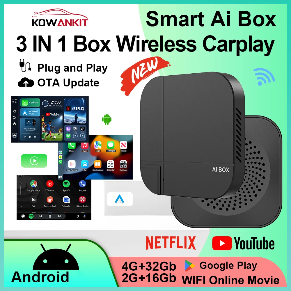 Kowankit 2026 3-в-1 4+32 ГБ Беспроводной CarPlay AI Smart Box Android Auto TV Box YouTube Netflix для Honda Ford Benz Toyota Nissan
Kowankit 2026 3-в-1 4+32 ГБ Беспроводной CarPlay AI Smart Box Android Auto TV Box YouTube Netflix для Honda Ford Benz Toyota Nissan