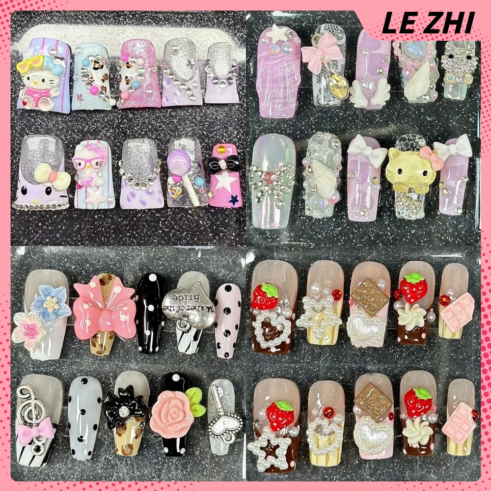 Y2K Spicy Girl Cartoon Hello Kitty Rilakkuma Wearable Full Cover Nails Sweet Cool Flower Diamond French Long Coffin Fake Nails
Y2K Spicy Girl Cartoon Hello Kitty Rilakkuma Wearable Full Cover Nails Sweet Cool Flower Diamond French Long Coffin Fake Nails