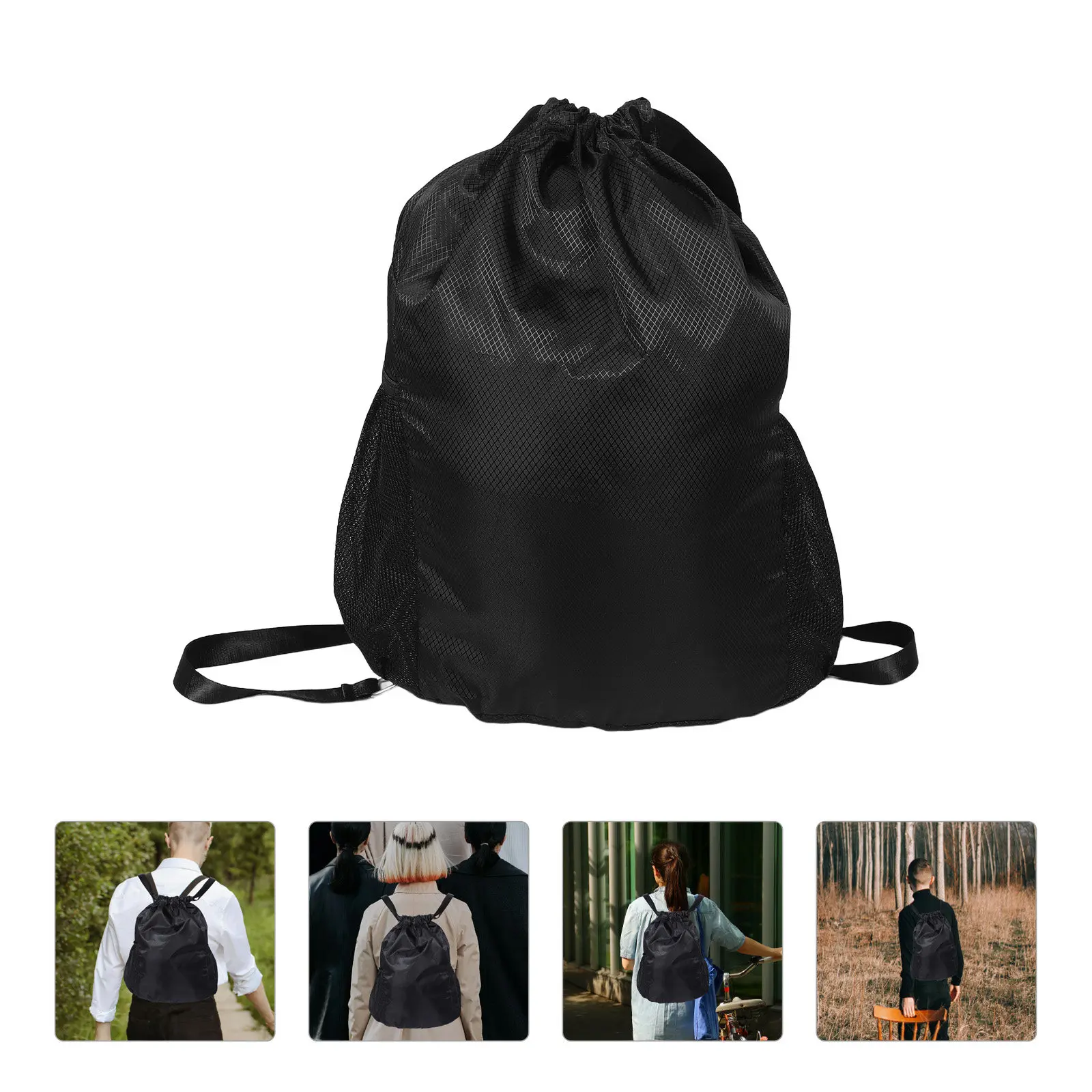 Large Drawstring Sport Backpack Light Weight Black Oxford Cloth Travel Fitness Gym Bag for Men Women Outdoor Activities Size L
Large Drawstring Sport Backpack Light Weight Black Oxford Cloth Travel Fitness Gym Bag for Men Women Outdoor Activities Size L