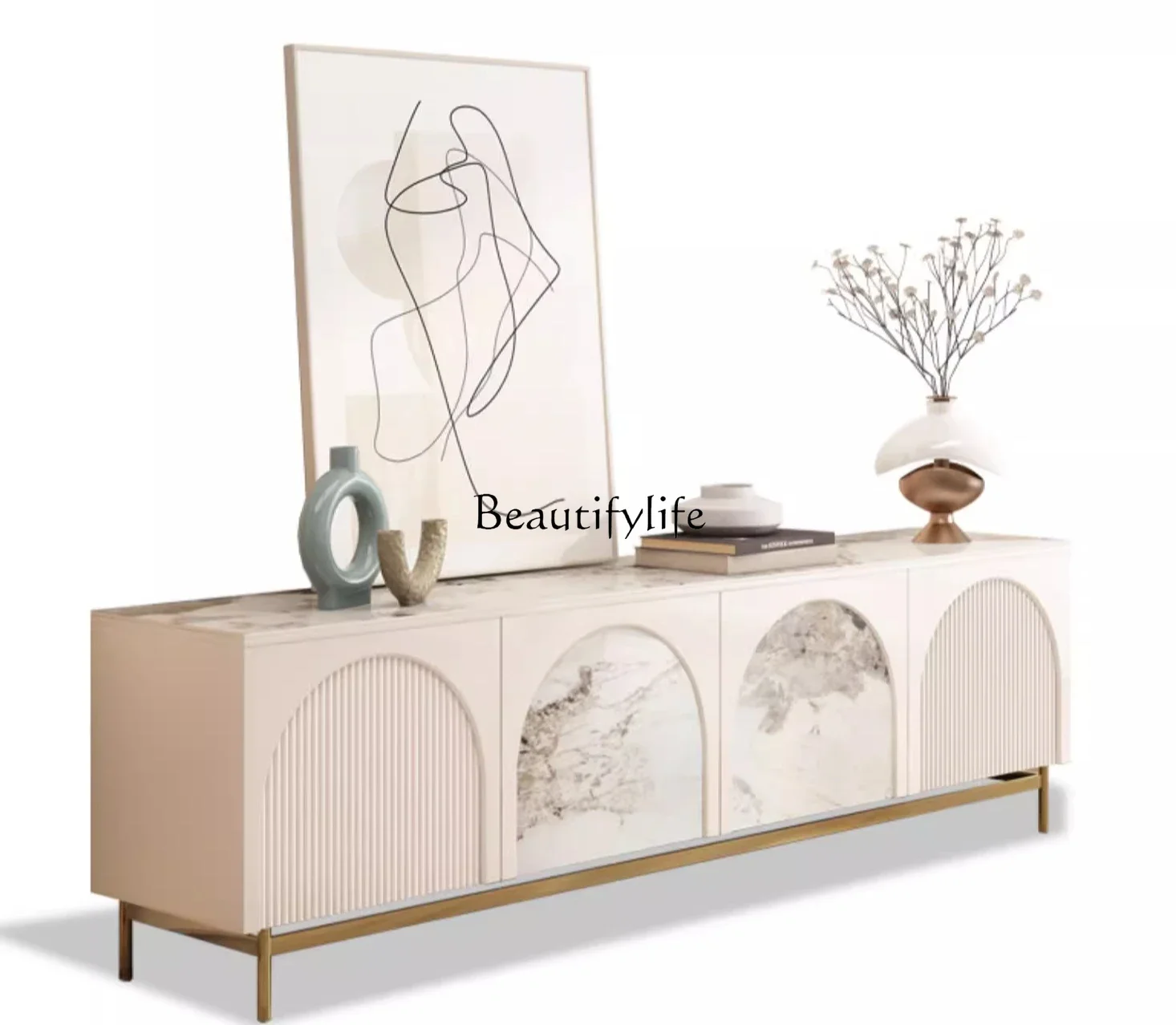 French light luxury TV cabinet Italian simple villa living room cream wind high-end rock slab floor cabinet
French light luxury TV cabinet Italian simple villa living room cream wind high-end rock slab floor cabinet