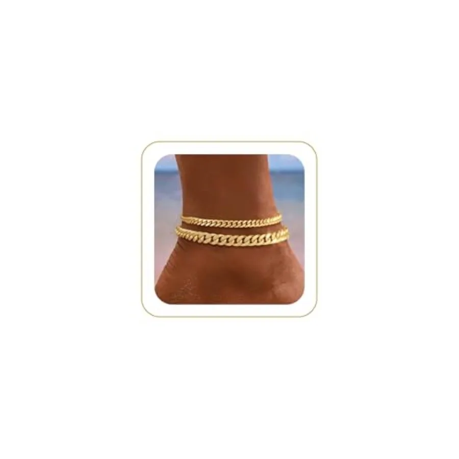 Gold Ankle Bracelets for Women Waterproof - Dainty Gold Anklets Trendy Layered 4K Gold/Silver Plated Stackable Chunky Cuban Lin
Gold Ankle Bracelets for Women Waterproof - Dainty Gold Anklets Trendy Layered 4K Gold/Silver Plated Stackable Chunky Cuban Lin