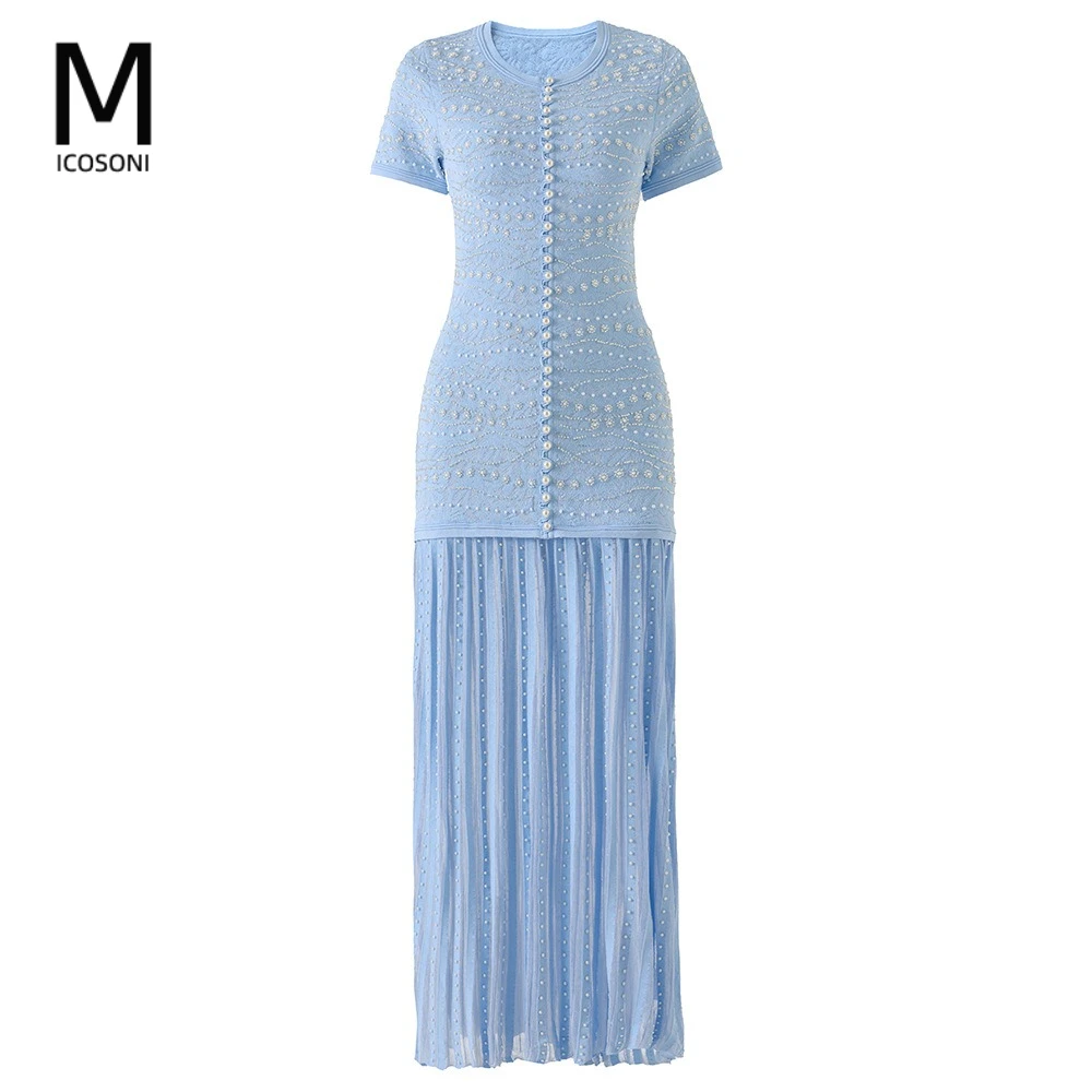 High-end Quality 2026 Fiashion New Arrival Embroidered Bead O-Neck Short Sleeve Knitted with Suspenders Knitted Dress Elegant
High-end Quality 2026 Fiashion New Arrival Embroidered Bead O-Neck Short Sleeve Knitted with Suspenders Knitted Dress Elegant