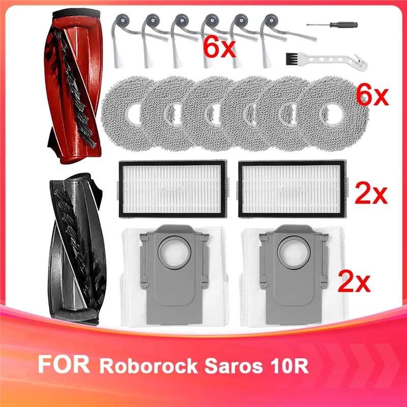 Запасные части ABBK для робота-пылесоса Roborock Saros 10R: 1 пара основных щеток, боковые щетки, салфетки, фильтры, мешки для пыли.
Запасные части ABBK для робота-пылесоса Roborock Saros 10R: 1 пара основных щеток, боковые щетки, салфетки, фильтры, мешки для пыли.