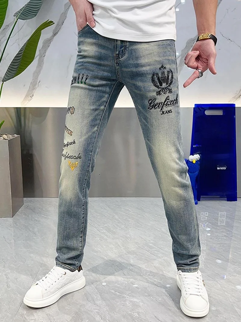 Fashionable Slim Fit Men's Jeans Spring Summer Trendy Brand Embroidery Print Long Pants Casual Breathable Modern Style
Fashionable Slim Fit Men's Jeans Spring Summer Trendy Brand Embroidery Print Long Pants Casual Breathable Modern Style