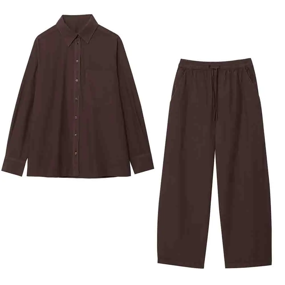 Women's New Fashion Pocket decorative Poplin Button-up Shirt Retro Long Sleeve Women's Shirt Chic Top+Pants Women's Suit
Women's New Fashion Pocket decorative Poplin Button-up Shirt Retro Long Sleeve Women's Shirt Chic Top+Pants Women's Suit