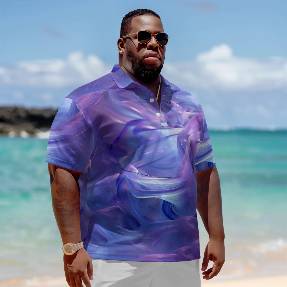 1 men's plus size polo shirt with summer purple blue mixed print casual lapel button suitable for shopping and golf
1 men's plus size polo shirt with summer purple blue mixed print casual lapel button suitable for shopping and golf