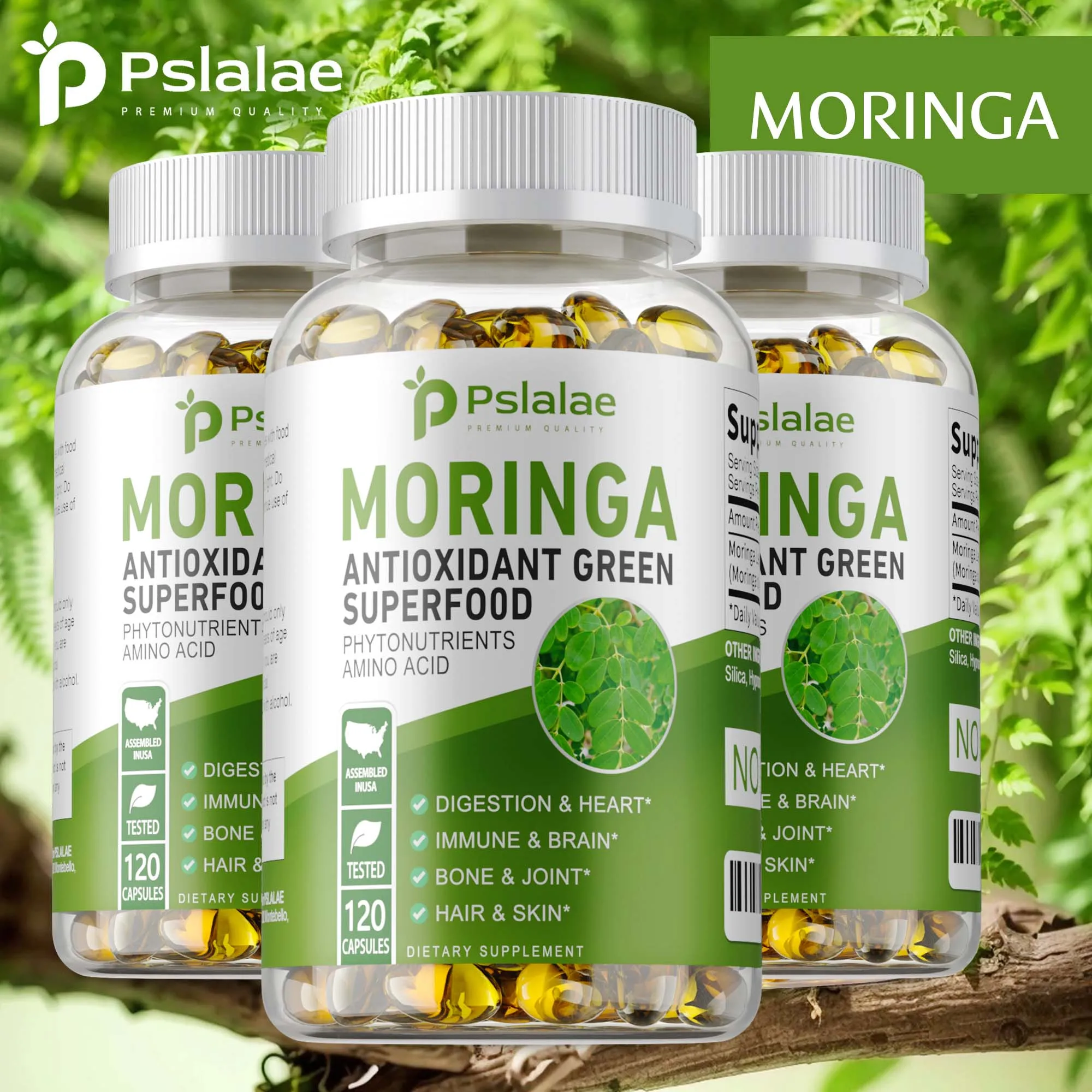 Moringa Capsules - Metabolism, Boosts Energy, Improves Skin and Heart Health, Brighten Skin Tone, Cell Repair, Enhances Immunity
Moringa Capsules - Metabolism, Boosts Energy, Improves Skin and Heart Health, Brighten Skin Tone, Cell Repair, Enhances Immunity
