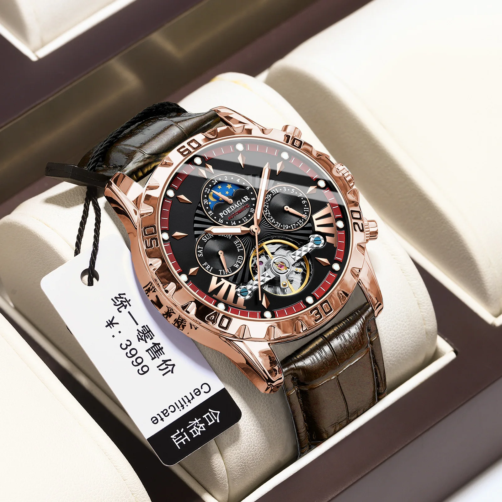 Luxury Men's Automatic Stainless Steel Luminous Mechanical Watch - Onion Crown, Leather Strap, Self-Wind Dress Timepiece with
Luxury Men's Automatic Stainless Steel Luminous Mechanical Watch - Onion Crown, Leather Strap, Self-Wind Dress Timepiece with