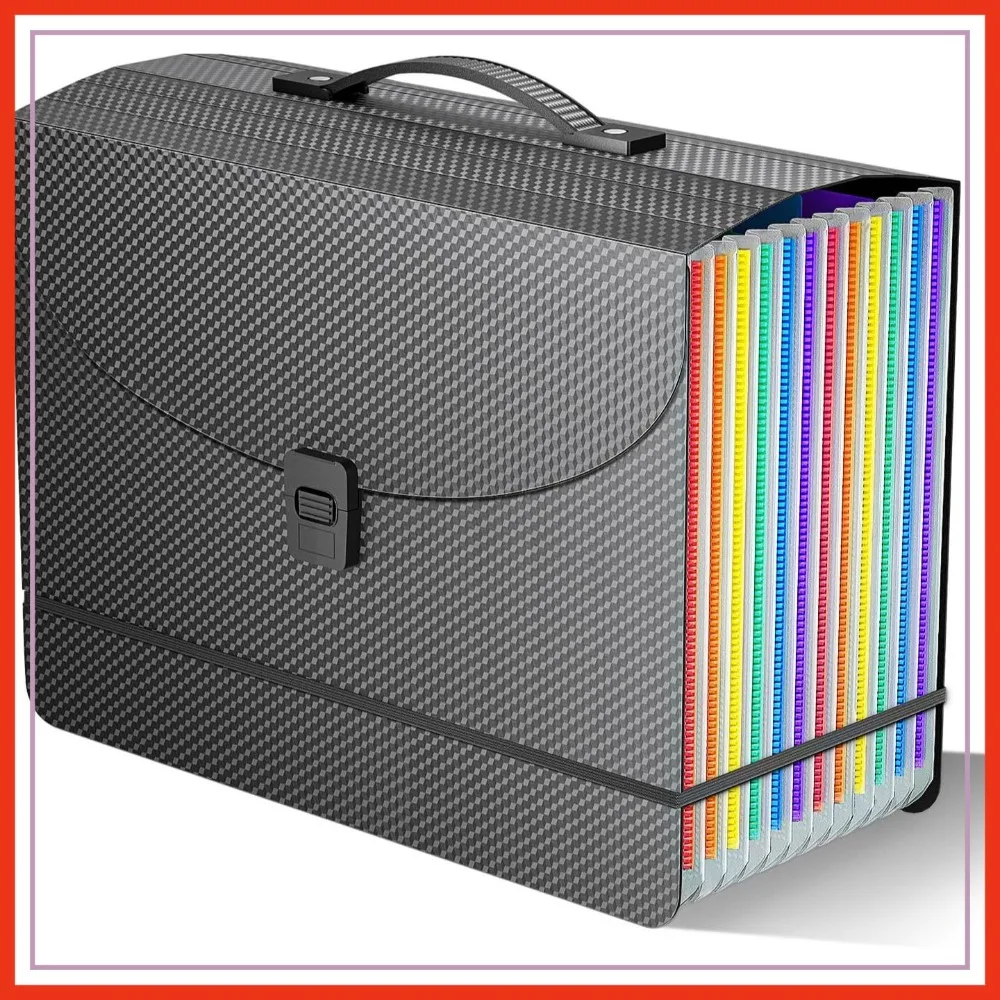 Expanding File Folder, 13-Pocket Accordion Organizer, Portable File Box with Handle, A4/Letter, Colored Tabs, Black Diamond
Expanding File Folder, 13-Pocket Accordion Organizer, Portable File Box with Handle, A4/Letter, Colored Tabs, Black Diamond