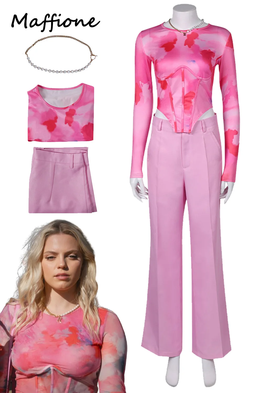 Regina Cosplay Pink Top Pants Set Outfits 2024 Movie Mean Girls Disguise Necklace Costume Women Female Halloween Roleplay Suit
Regina Cosplay Pink Top Pants Set Outfits 2024 Movie Mean Girls Disguise Necklace Costume Women Female Halloween Roleplay Suit