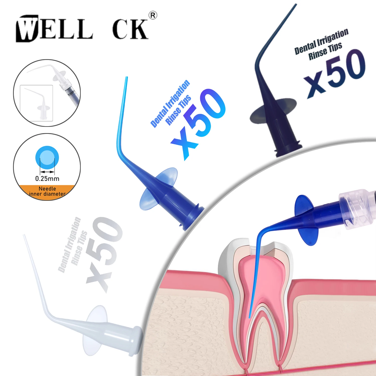 WELLCK 50pcs/bag 0.25/0.35mm Dental Irrigation Syringe Tip Calcium Hydroxide Delivery Needle Tips PVC Dentistry Lab Materials
WELLCK 50pcs/bag 0.25/0.35mm Dental Irrigation Syringe Tip Calcium Hydroxide Delivery Needle Tips PVC Dentistry Lab Materials