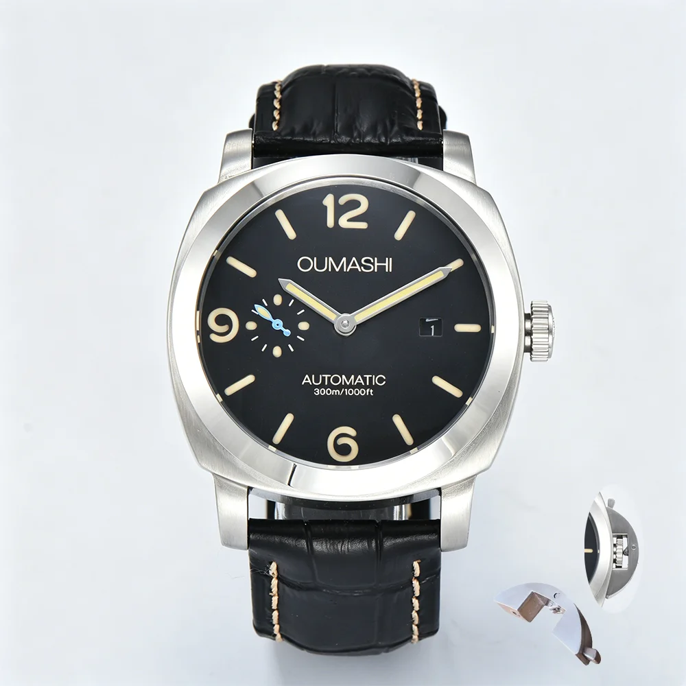 Watch 44MM Men's watch 316L stainless steel case sapphire glass leather bracelet ST2555 automatic movemen seagullt
Watch 44MM Men's watch 316L stainless steel case sapphire glass leather bracelet ST2555 automatic movemen seagullt