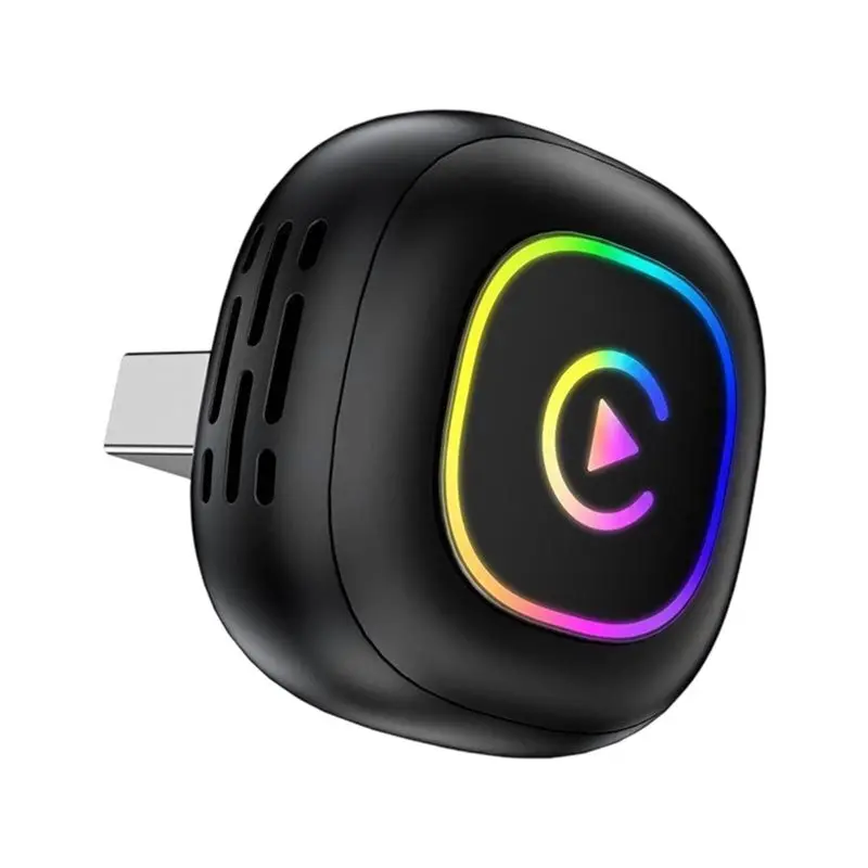 AS95-2In1 Wireless Carplay Android AUTO BT5.0 Smart AI Box USB Adapter Wired To Wireless Carplay With RGB Light