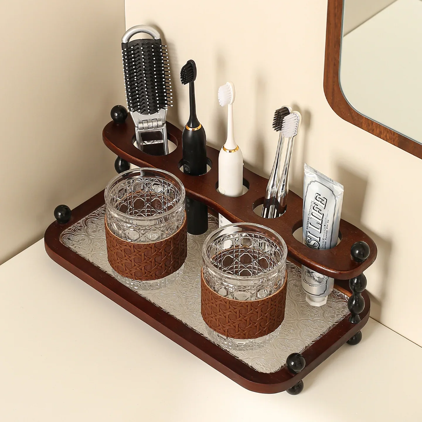 HYS retro style premium sense walnut toothbrush holder hotel bathroom wash cup toothbrush storage rack set
HYS retro style premium sense walnut toothbrush holder hotel bathroom wash cup toothbrush storage rack set