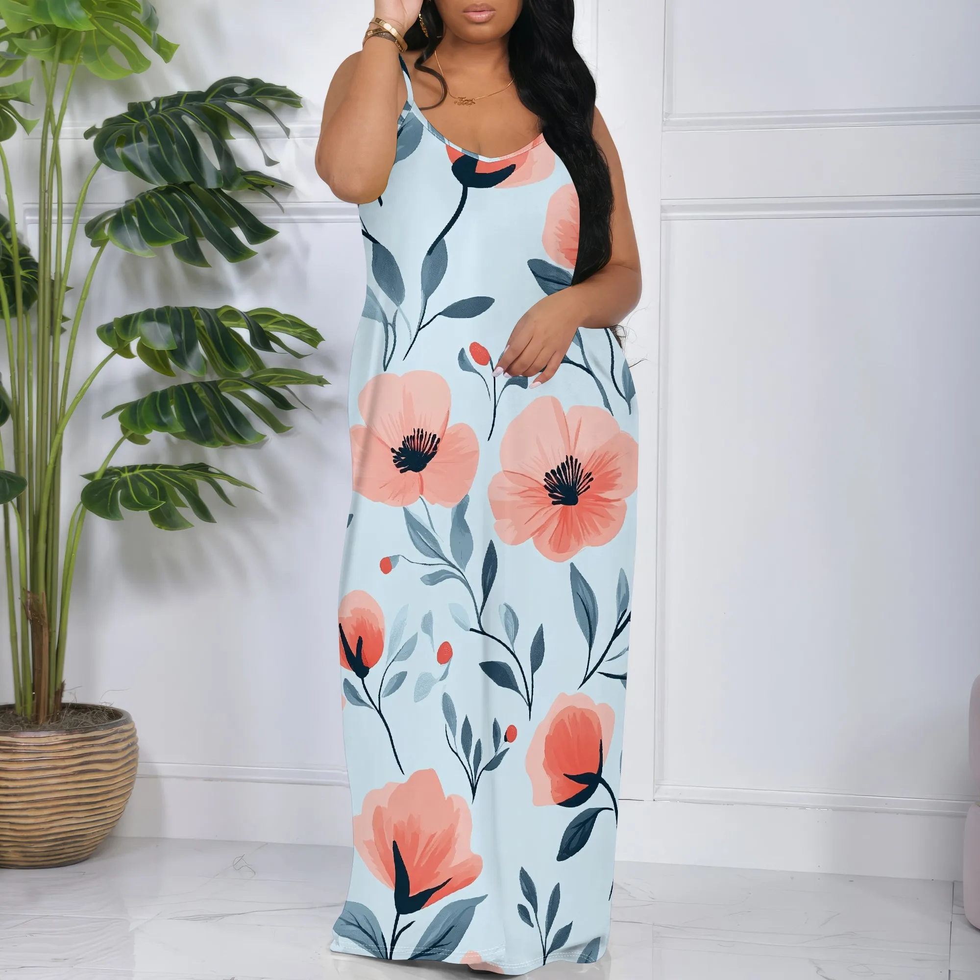 Womens Casual Dress for Women Sexy 3D Printed halterneck dress Loose Plus Size Maxi Dress
Womens Casual Dress for Women Sexy 3D Printed halterneck dress Loose Plus Size Maxi Dress