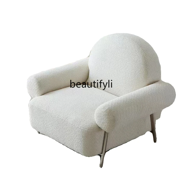 Light luxury designer single casual sofa chair living room small apartment lamb wool fabric sofa balcony lazy recliner
Light luxury designer single casual sofa chair living room small apartment lamb wool fabric sofa balcony lazy recliner