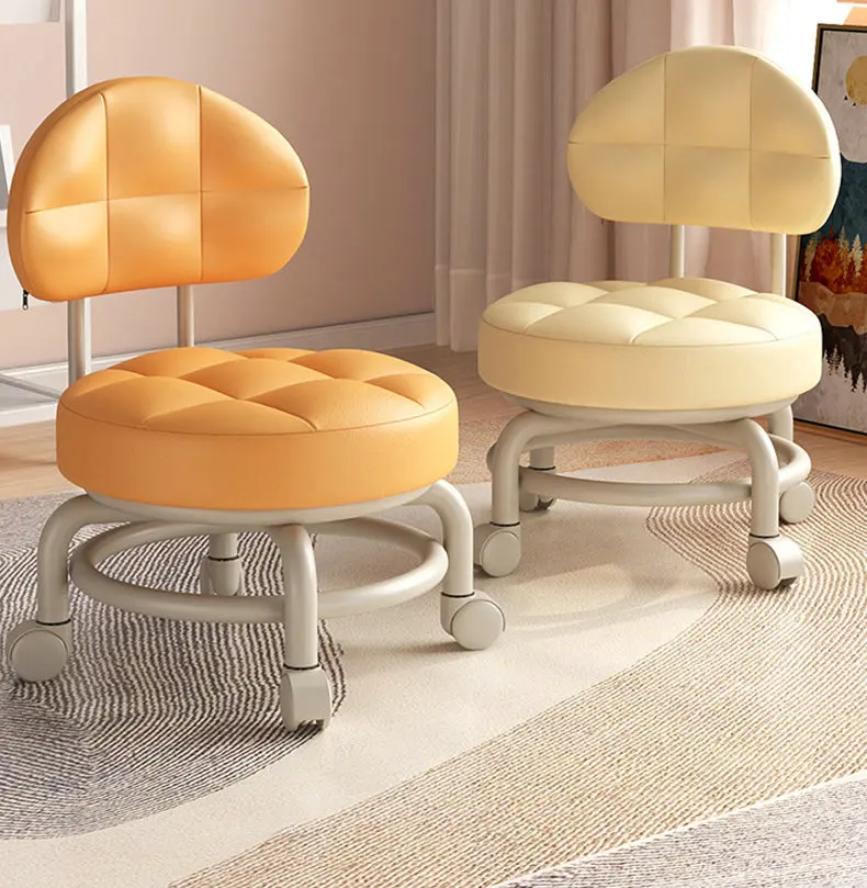 Round metal low stool with universal pulley, rotatable backrest chair, European style living room single leisure chair GN536RO
Round metal low stool with universal pulley, rotatable backrest chair, European style living room single leisure chair GN536RO