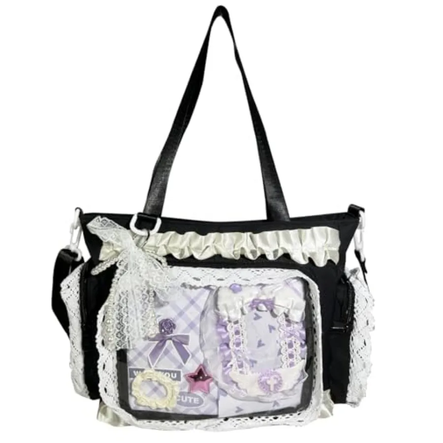 Ita Bag, Kawaii Lace Crossbody Tote Bag, Women Y2K Shoulder Bags DIY Clear Pin Display Bag with Insert Anime badge Display
Ita Bag, Kawaii Lace Crossbody Tote Bag, Women Y2K Shoulder Bags DIY Clear Pin Display Bag with Insert Anime badge Display