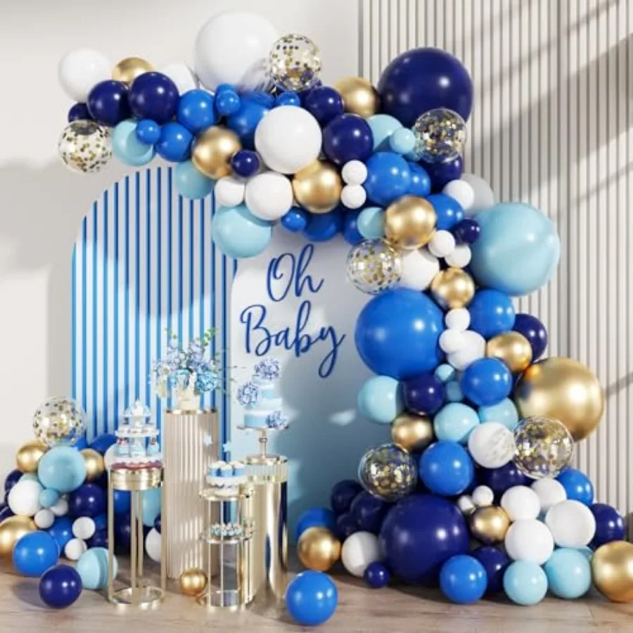 Navy Blue White Gold Balloon Garland Arch Kit, 147PCS Royal Dark Pastel Blue White Gold Balloons with Confetti for Birthday Par
Navy Blue White Gold Balloon Garland Arch Kit, 147PCS Royal Dark Pastel Blue White Gold Balloons with Confetti for Birthday Par