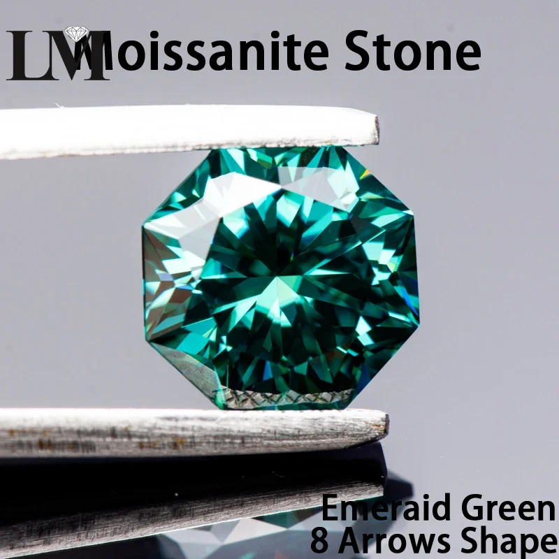Moissanite Stone Natural Emerald Green Color Octagon 8 Arrows Shape DIY Ring Necklace Earrings Main Materials with Certificatee
Moissanite Stone Natural Emerald Green Color Octagon 8 Arrows Shape DIY Ring Necklace Earrings Main Materials with Certificatee