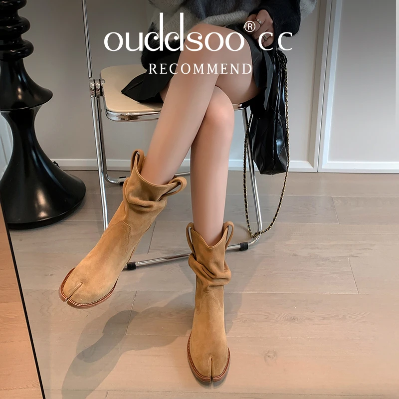 Ods Winter Split Toe Boots For Women's Western Denim Boots Tabi Fold Stacked Genuine Leather Thick Heel Mid Heel Short Boots
Ods Winter Split Toe Boots For Women's Western Denim Boots Tabi Fold Stacked Genuine Leather Thick Heel Mid Heel Short Boots