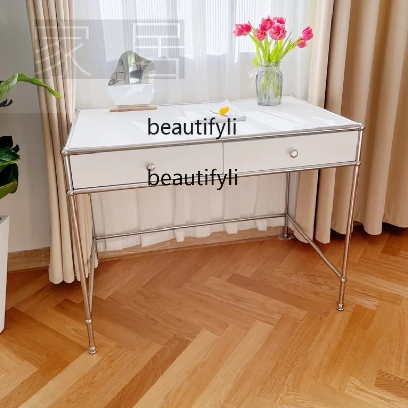 xzqNordic stainless steel dresser modern simple dressing table with drawers writing desk
xzqNordic stainless steel dresser modern simple dressing table with drawers writing desk