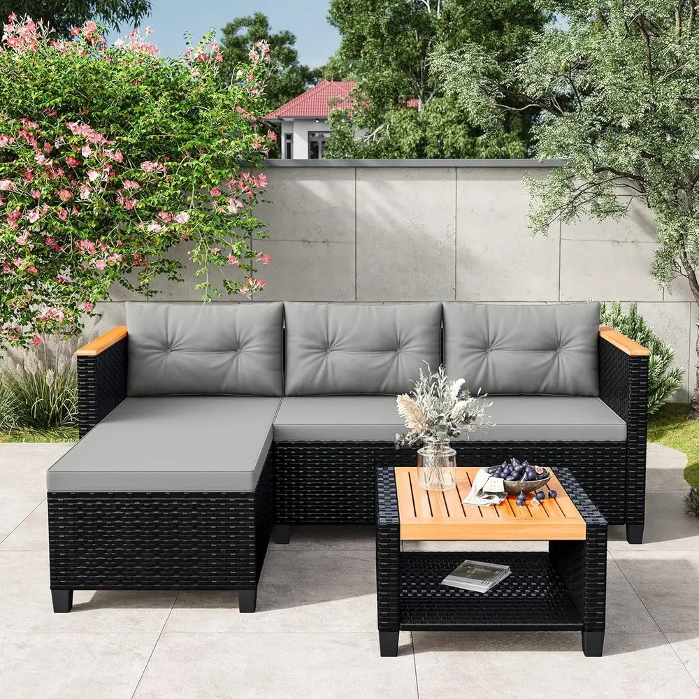 Weather-Resistant Grey Outdoor L-Shaped Rattan Sectional Sofa Set with Storage and Cushions
Weather-Resistant Grey Outdoor L-Shaped Rattan Sectional Sofa Set with Storage and Cushions