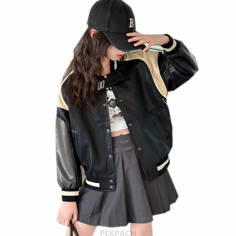 Spring Girls Patchwork Leather Baseball Jacket Coat Big Kids Casual Sports Outerwear Clothes Child Baby Baseball Clothes Outfit
Spring Girls Patchwork Leather Baseball Jacket Coat Big Kids Casual Sports Outerwear Clothes Child Baby Baseball Clothes Outfit