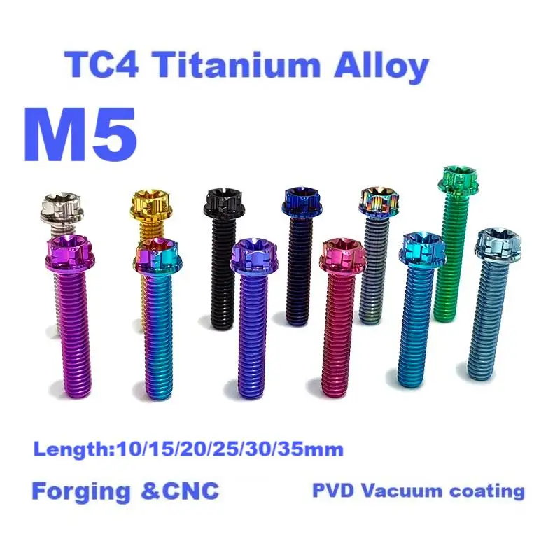 TC4 Titanium Alloy Flange plum bolts, fastening screws, modification,GR5 screw M5,Length10/12/15/20/25/30/35mm.
TC4 Titanium Alloy Flange plum bolts, fastening screws, modification,GR5 screw M5,Length10/12/15/20/25/30/35mm.