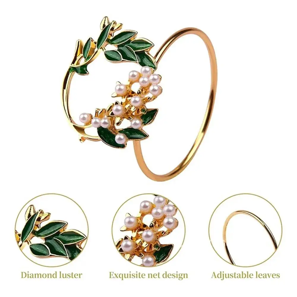 Golden Pearl Flower Napkin Rings Set - 6pcs Metal Napkin Holder for Wedding Party Dinner Table Decoration
Golden Pearl Flower Napkin Rings Set - 6pcs Metal Napkin Holder for Wedding Party Dinner Table Decoration