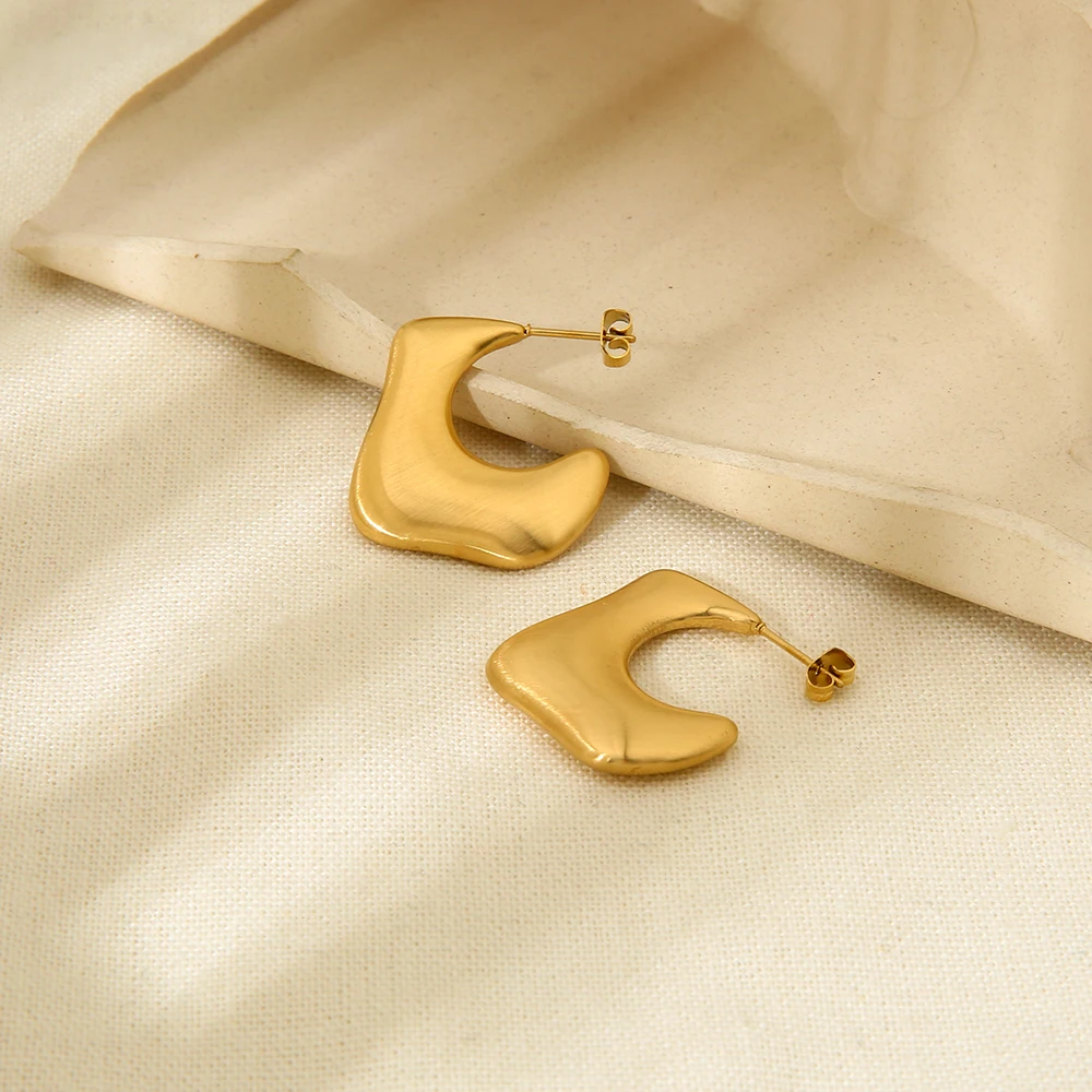 Minimalist Waterproof Gold Plated Stainless Steel Brushed Effect Geometric C Hoop Studs Earrings Gifts for Holidays Birthday
Minimalist Waterproof Gold Plated Stainless Steel Brushed Effect Geometric C Hoop Studs Earrings Gifts for Holidays Birthday