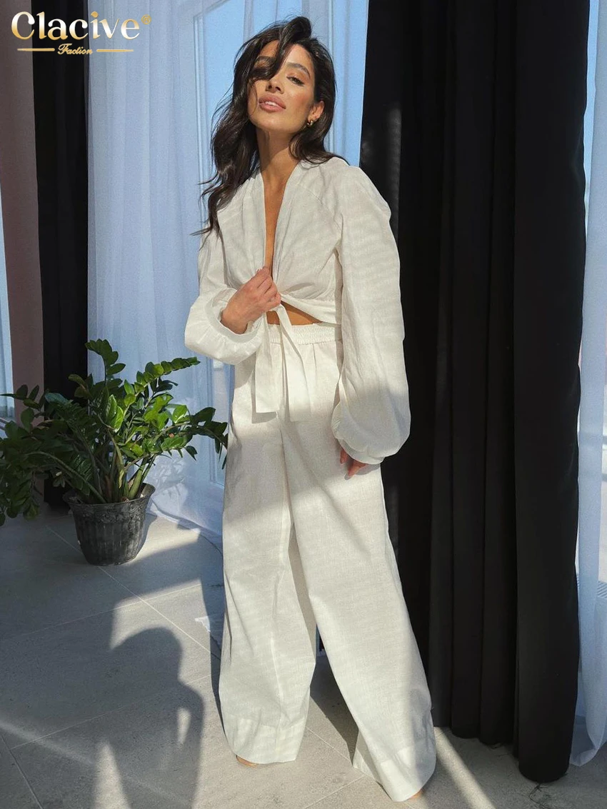 Clacive Sexy Loose White Cotton Woman 2 Piece Set Outfit Fashion Long Sleeve Shirt With High Waist Wide Pants Set Streetwear
Clacive Sexy Loose White Cotton Woman 2 Piece Set Outfit Fashion Long Sleeve Shirt With High Waist Wide Pants Set Streetwear